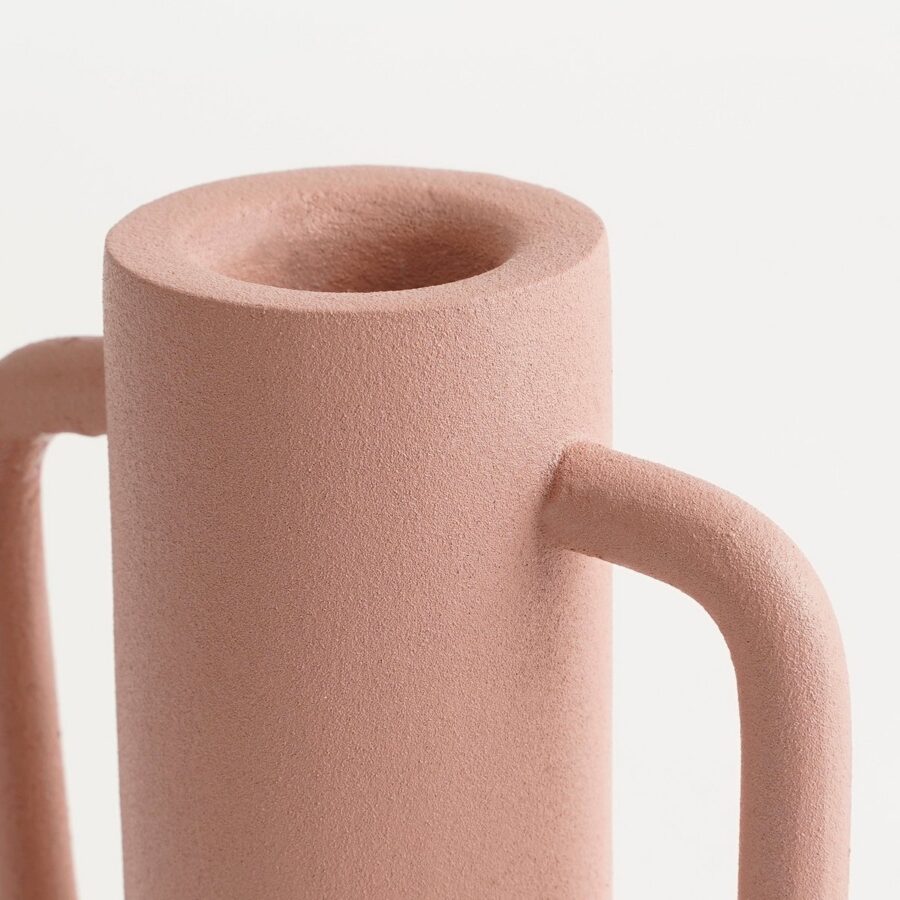 Ula Kandelaar - H12 x Ø8 cm - Metaal - Roze - Afbeelding 2