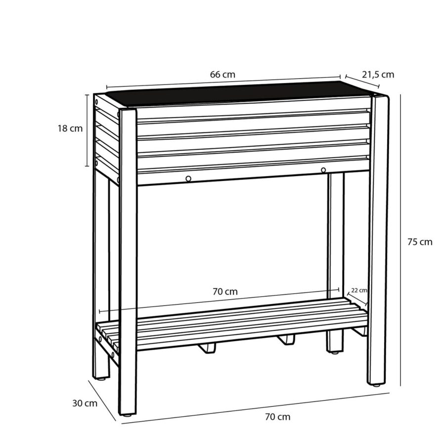 Glenwood Plantenbak Rechthoek voor Buiten - L70 x B30 x H75 cm - Acaciahout - Bruin - Afbeelding 6