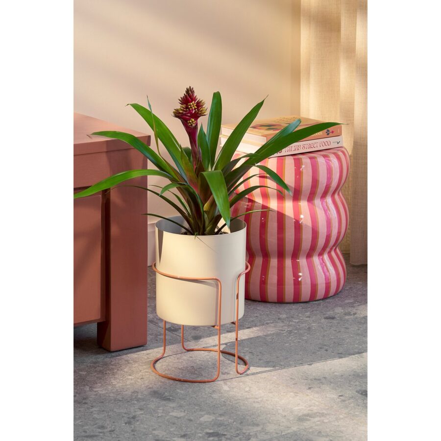 Collins Bloempot op Standaard - H33 x Ø22 cm - Metaal - Off-white, Perzik - Afbeelding 5