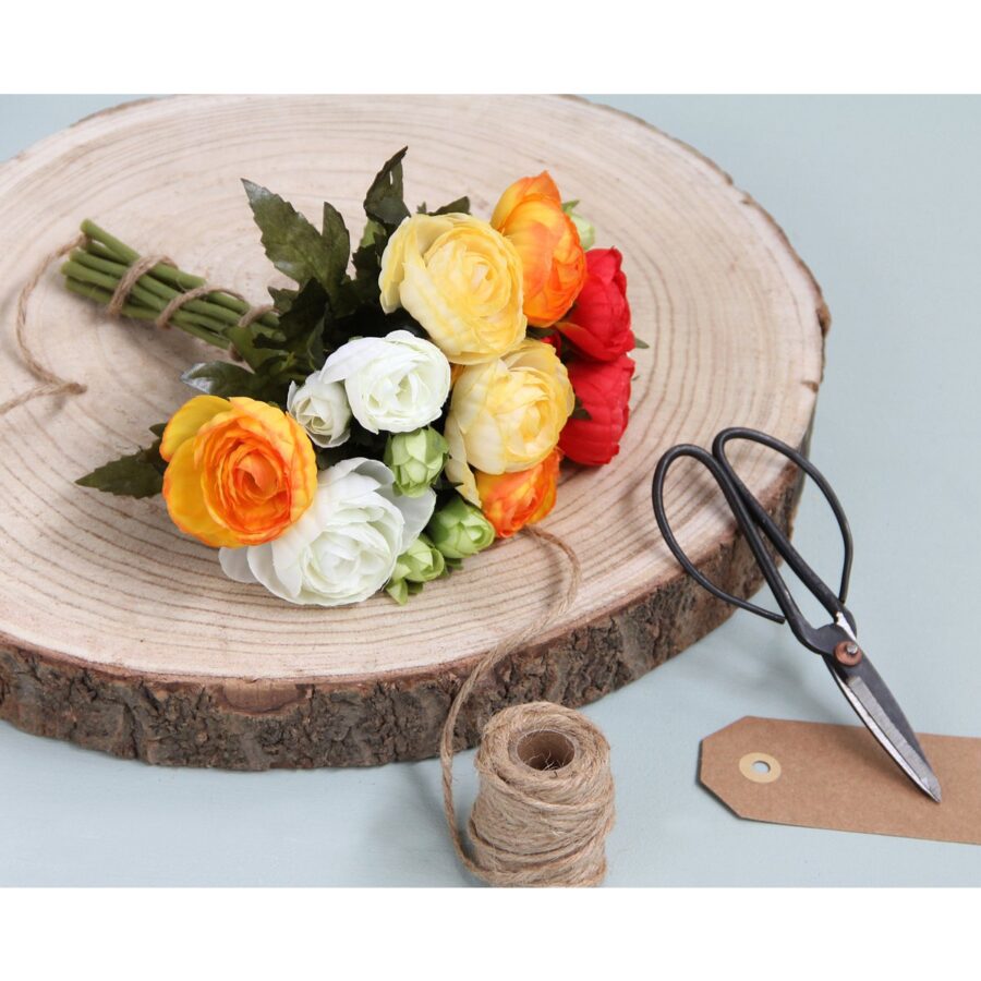 Ranonkels Kunstbloemen Boeket - H22 x Ø19 cm - Oranje - Afbeelding 2