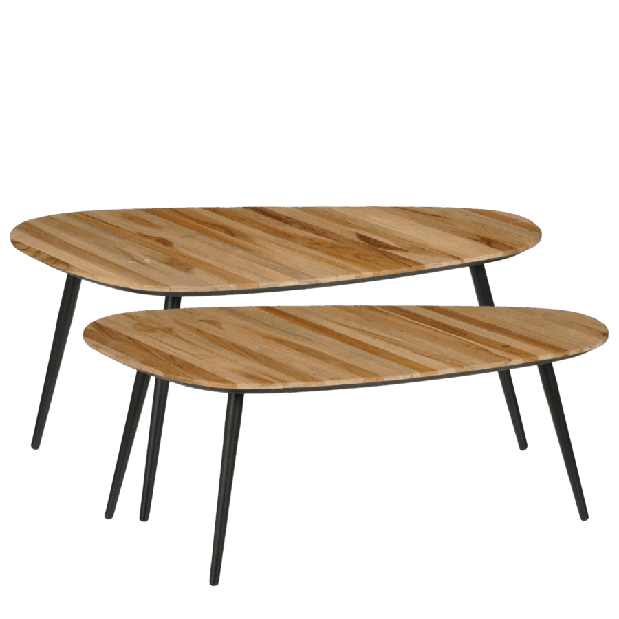 Jailey Bijzettafel - Set van 2 - L84 x B39 x H39 cm - Gerecycled Hout - Bruin