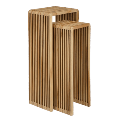 Yonker Plantentafel - Set van 2 - L35 x B25 x H80 cm - Gerecycled Hout - Bruin