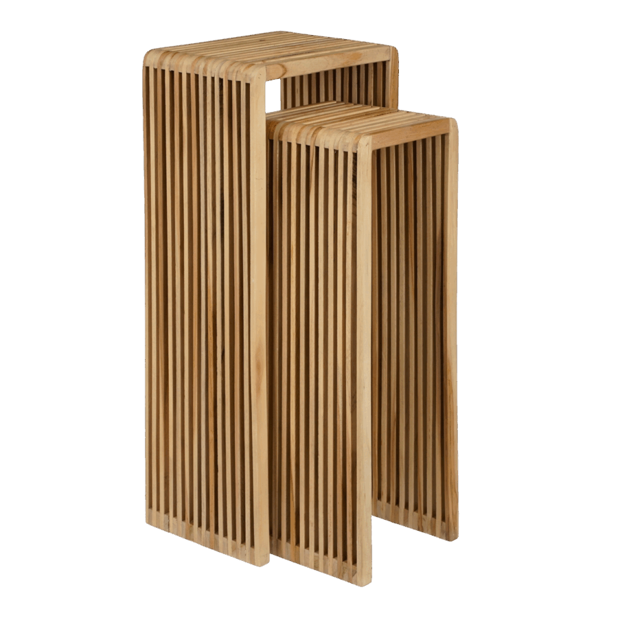 Yonker Plantentafel - Set van 2 - L35 x B25 x H80 cm - Gerecycled Hout - Bruin