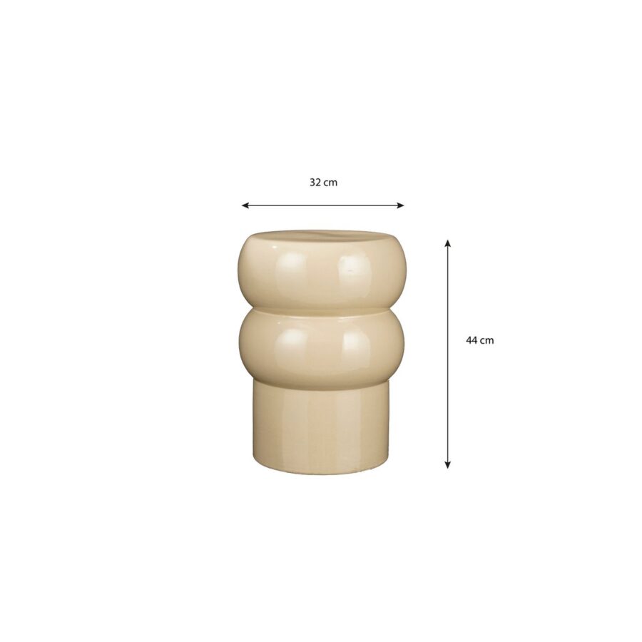 Vendi Bijzettafel - H44 x Ø32 cm - Keramiek - Crème - Afbeelding 5