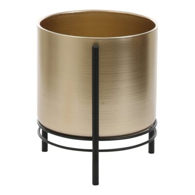 Sverre Bloempot op Standaard - H29 x Ø25 cm - Goud, Zwart