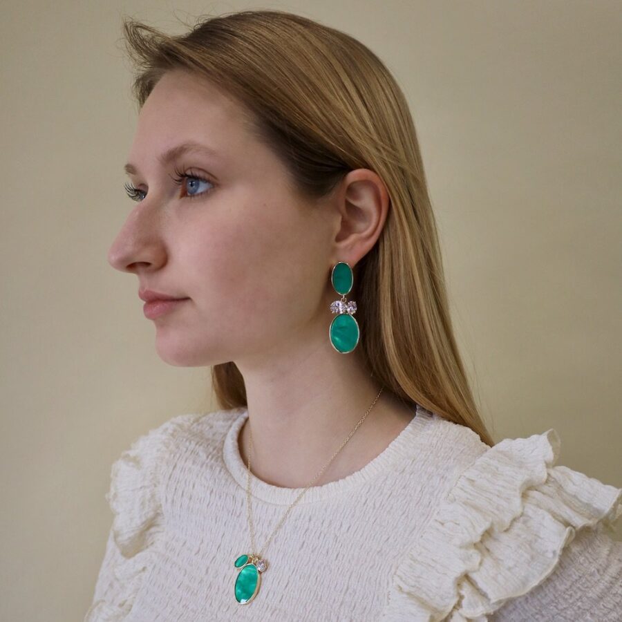 Otazu Green Crystal Earrings - Afbeelding 2