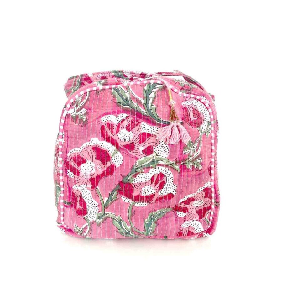 handgemaakte katoenen tas 'Bloemenroze' - Afbeelding 4