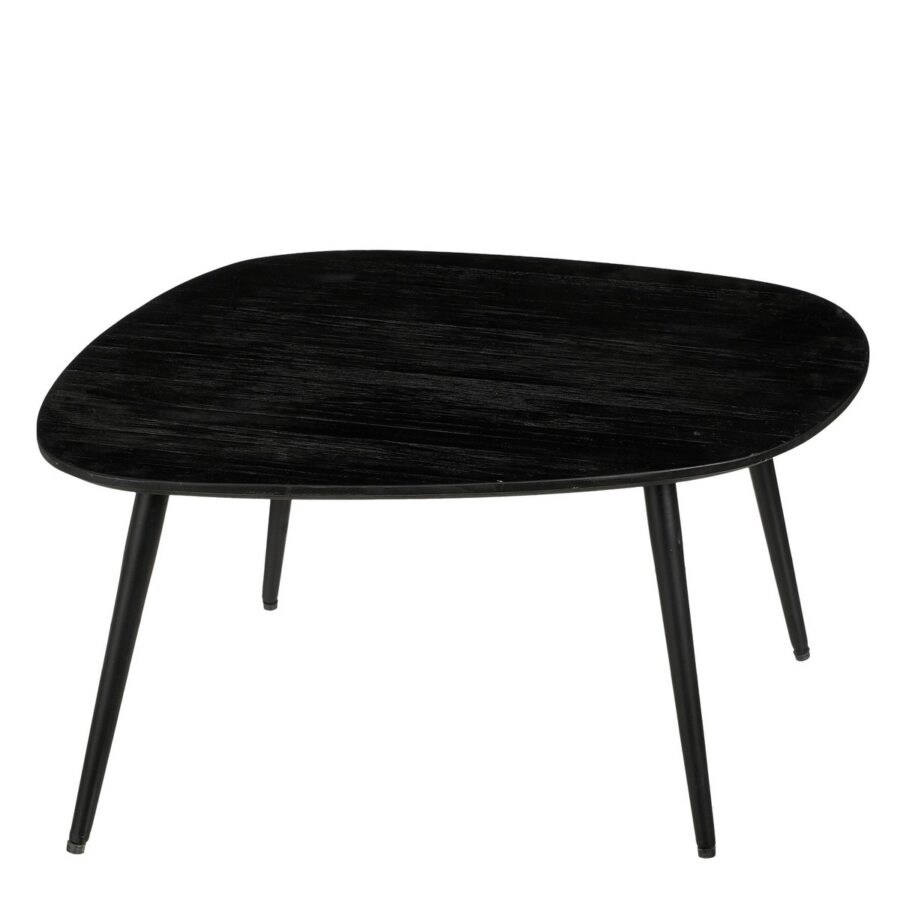 Jailey Bijzettafel - Set van 3 - L62 x B52 x H34 cm - Gerecycled Hout - Zwart - Afbeelding 5