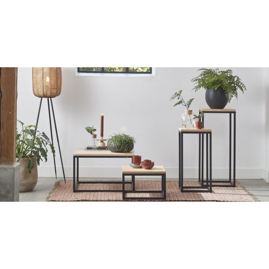 Oskar Plantentafel - L30 x B30 x H62 cm - Hout, Metaal - Zwart - Afbeelding 7