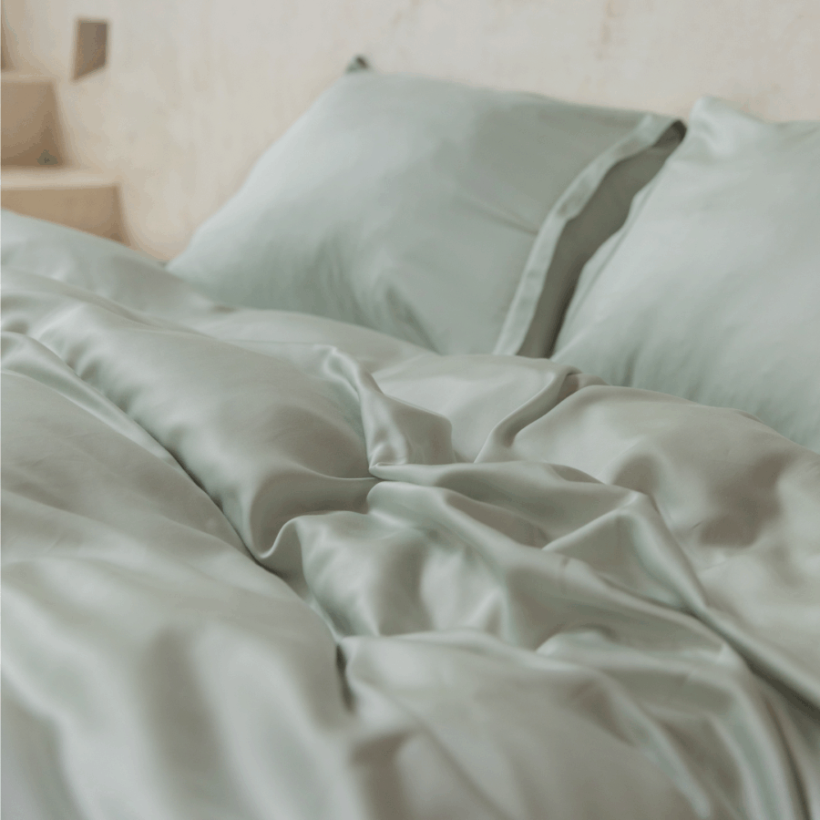 TENCEL™ - Sateen Dekbedovertrek Grijs Groen - Afbeelding 7