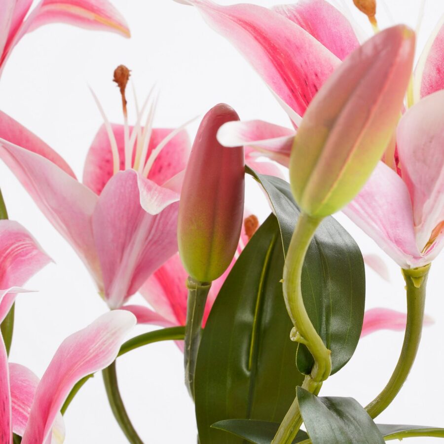 Tijgerlelie Kunstplant in Bloempot Stan - H47 x Ø45 cm - Fuchsia - Afbeelding 3