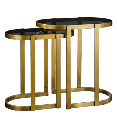 Kevin Bijzettafel - Set van 2 - L54 x B34 x H56 cm - Metaal - Goud