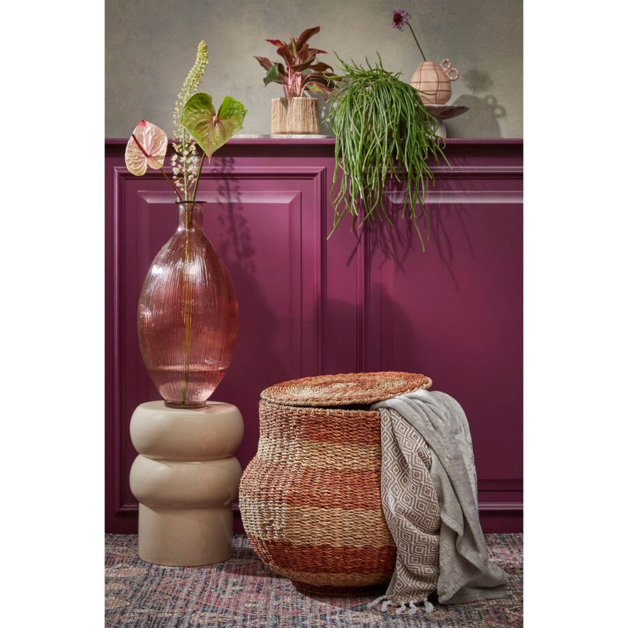 Tacoma Opbergmand met Deksel - H48 x Ø55 cm - Jute - Oranje - Afbeelding 6
