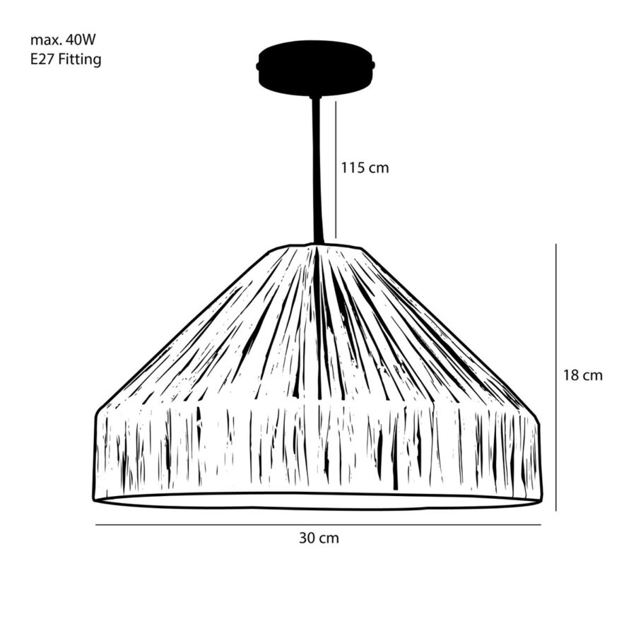 Elisa Hanglamp - H18 x Ø30 cm - Raffia - Lichtbruin - Afbeelding 5