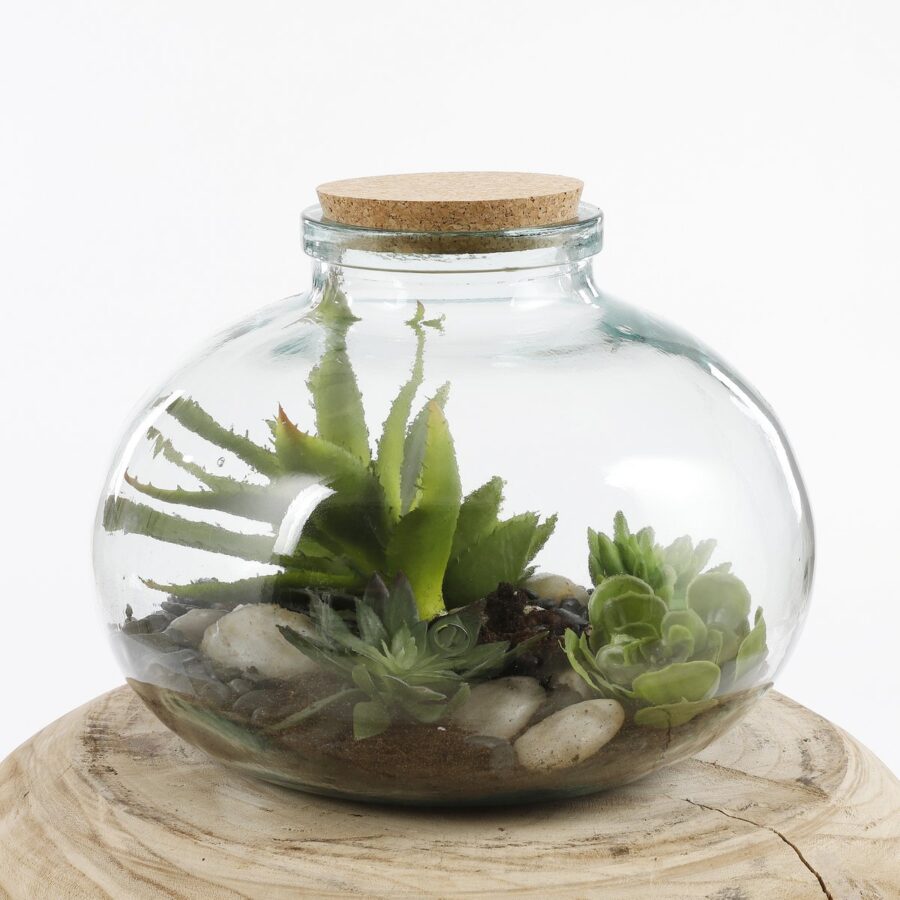 Olly Vaas - H23 x Ø29 cm - Gerecycled Glas - Transparant - Afbeelding 4