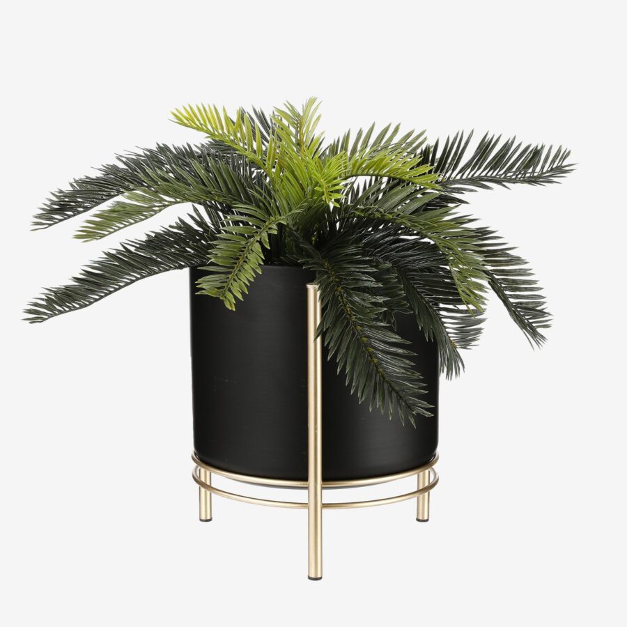 Sverre Bloempot op Standaard - H28 x Ø19 cm - Zwart, Goud - Afbeelding 4