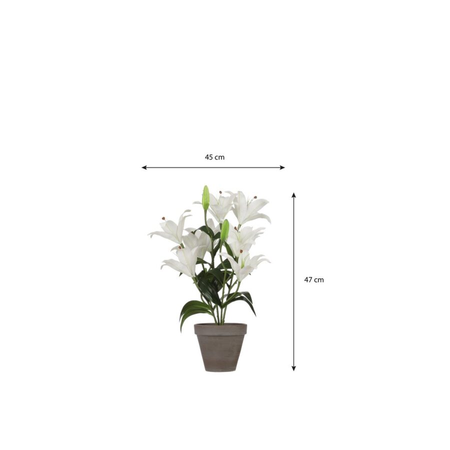 Tijgerlelie Kunstplant in Bloempot Stan - H47 x Ø45 cm - Wit - Afbeelding 5