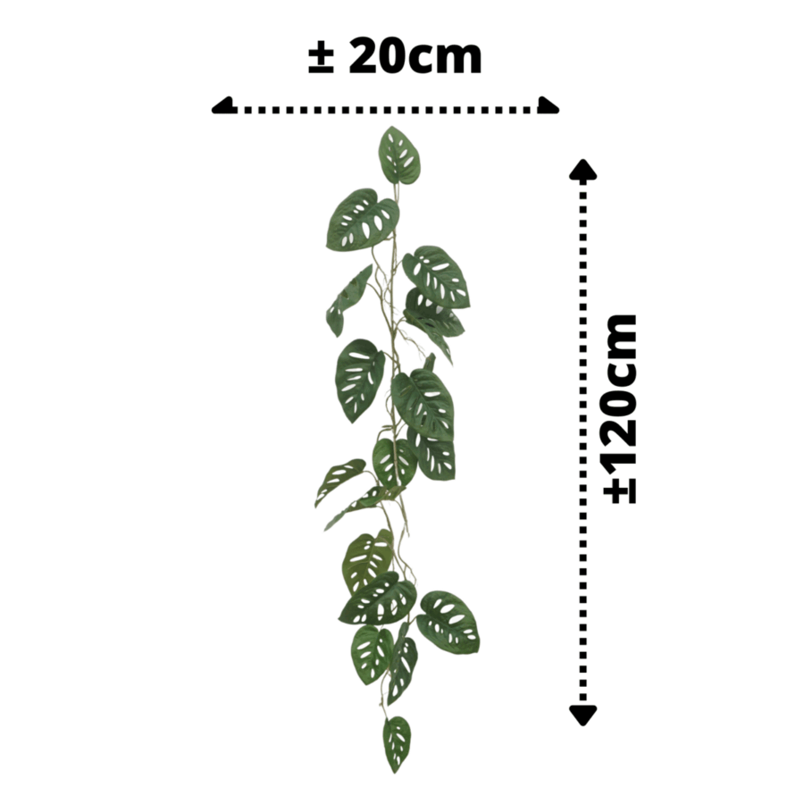 Monstera Monkey Bush Kunstslinger 120cm (Guirlande) - Afbeelding 3
