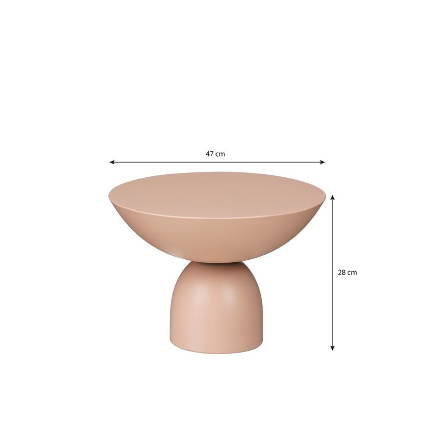 Celise Bijzettafel - H28 x Ø47 cm - Metaal - Lichtroze - Afbeelding 4