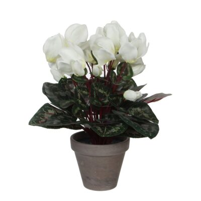 Cyclaam Kunstplant in Bloempot Stan - H30 x Ø30 cm - Wit
