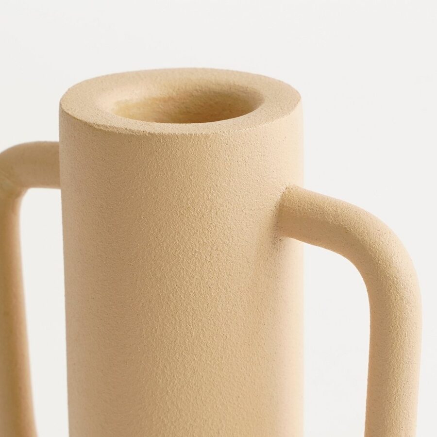 Ula Kandelaar - H12 x Ø8 cm - Metaal - Beige - Afbeelding 2