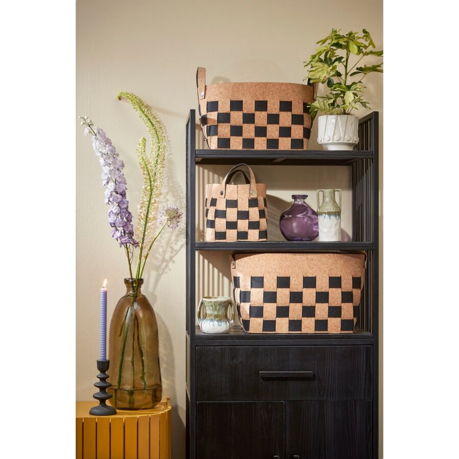 Opbergmand - Set van 3 - L40 x B30 x H30 cm - Kurk/Vilt - Zwart - Afbeelding 8