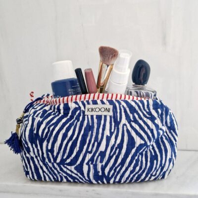 handgemaakte make-uptasje "blauwe zebra"