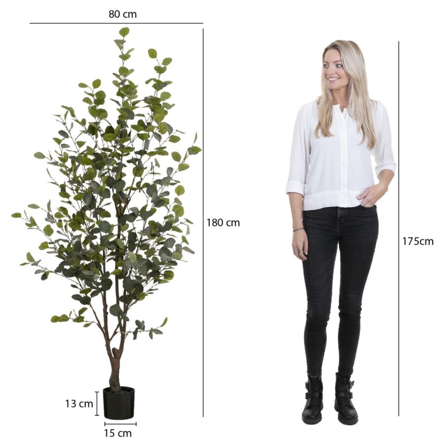 Kunstplant Eucalyptusboom in Pot - H180 x Ø80 cm - Groen - Afbeelding 6