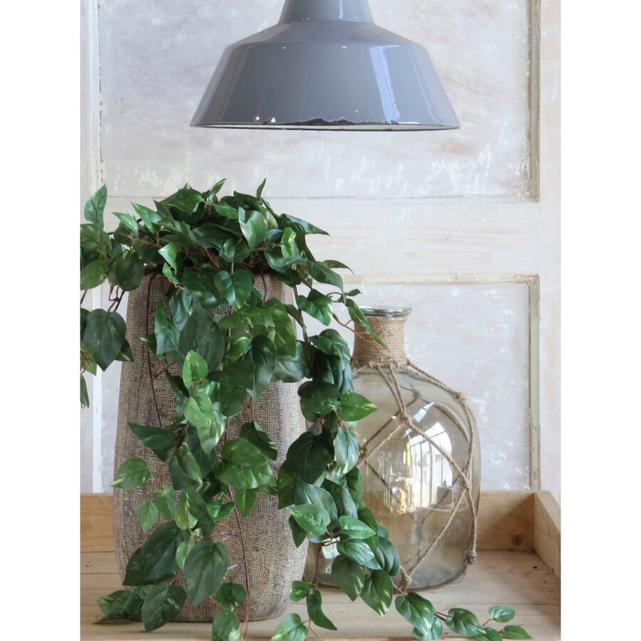 Scindapsus Kunst Hangplant in Bloempot Stan - H45 x Ø25 cm - Groen - Afbeelding 6