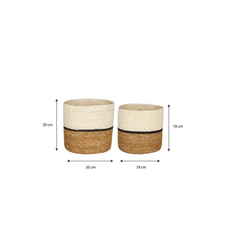 Damian Plantenmand - Set van 2 - H20 x Ø20 cm - Zeegras - Wit - Afbeelding 2