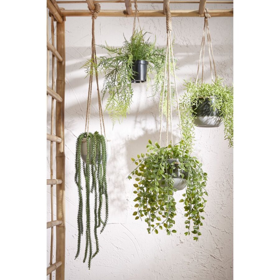 Ficus Kunst Hangplant in Pot - H46 x Ø20 cm - Groen - Afbeelding 8