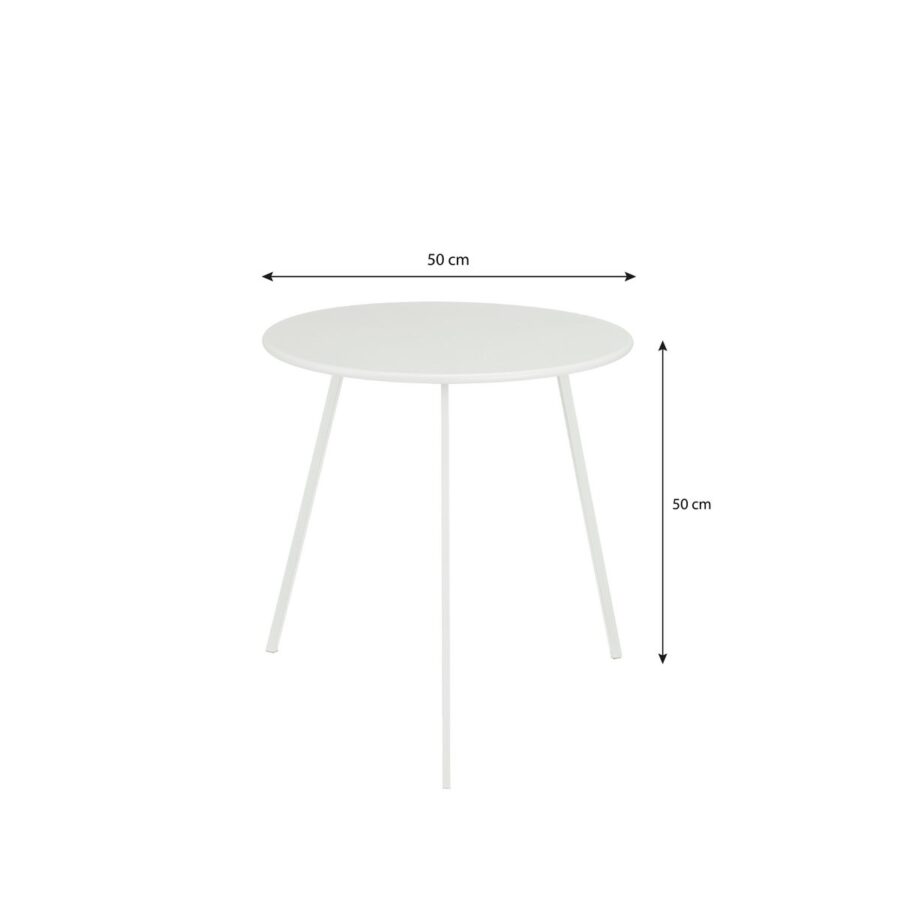 Seatle Bijzettafel Buiten - H50 x Ø50 cm - Metaal - Wit - Afbeelding 4
