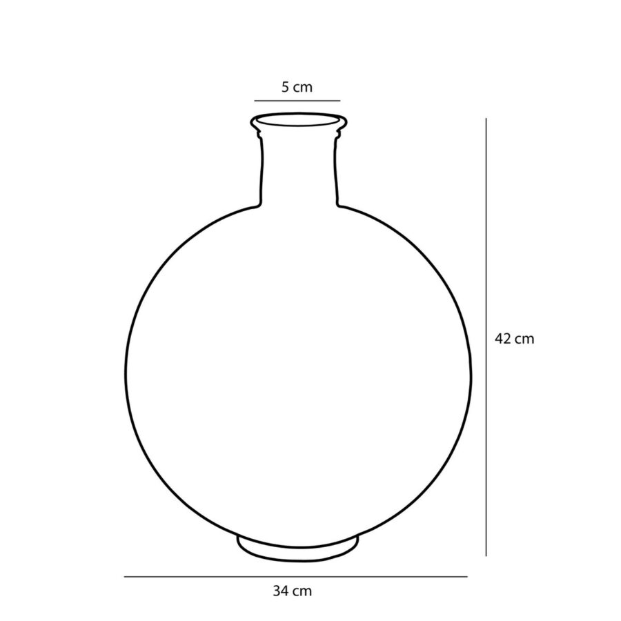 Firenza Fles Vaas - H42 x Ø34 cm - Gerecycled Glas - Donkerblauw - Afbeelding 4
