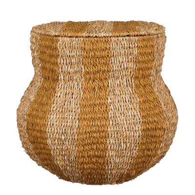 Tacoma Opbergmand met Deksel - H47 x Ø50 cm - Jute - Geel
