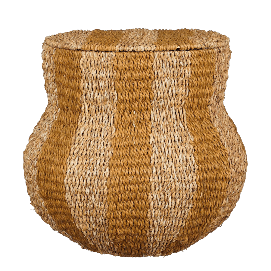 Tacoma Opbergmand met Deksel - H47 x Ø50 cm - Jute - Geel