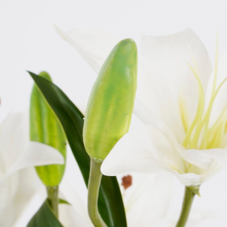 Tijgerlelie Kunstplant in Bloempot Stan - H47 x Ø45 cm - Wit - Afbeelding 3