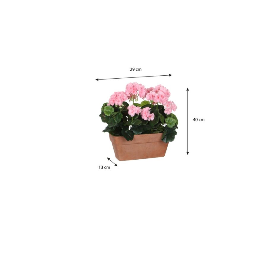 Geranium Kunstplant in Balkonbak - L29 x B13 x H40 cm - Roze - Afbeelding 4