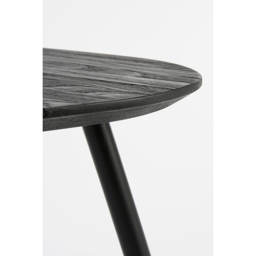 Jailey Bijzettafel - Set van 2 - L84 x B39 x H39 cm - Gerecycled Hout - Zwart - Afbeelding 2