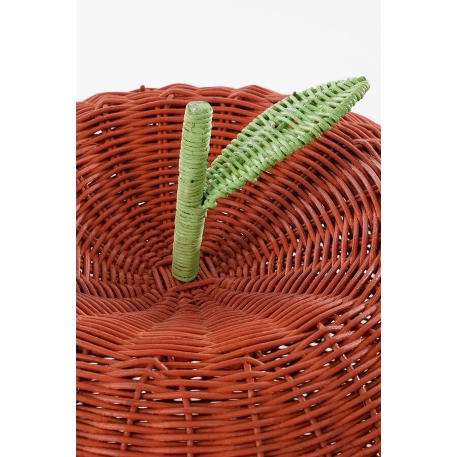 Opbergmand met Deksel - Set van 2 - H48 x Ø30 cm - Rotan - Rood - Afbeelding 2
