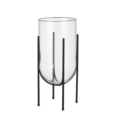 Jamey Vaas op Standaard - H50 x Ø24 cm - Transparant, Zwart