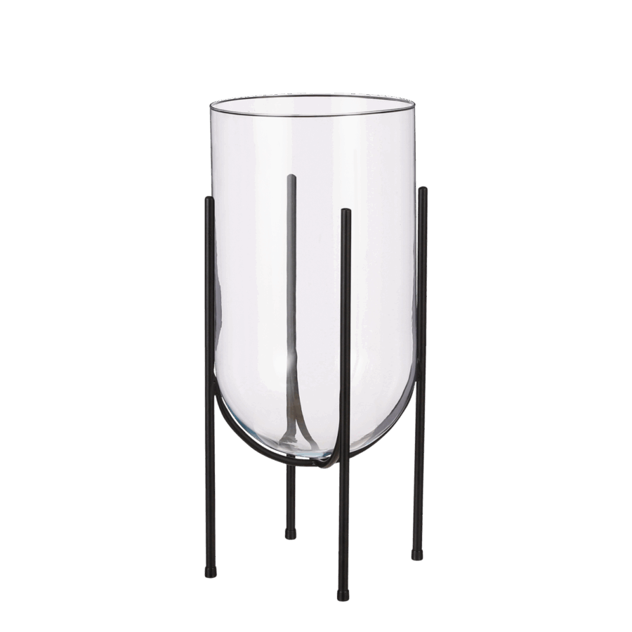 Jamey Vaas op Standaard - H50 x Ø24 cm - Transparant, Zwart