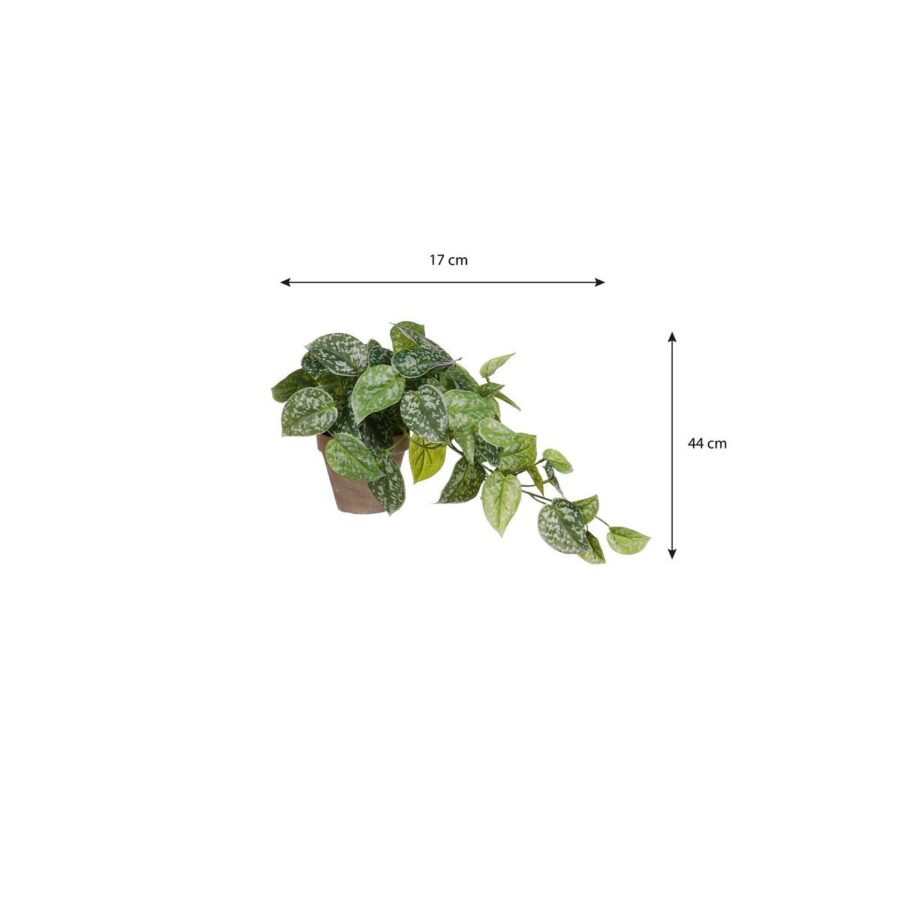 Scindapsus Kunstplant in Bloempot Stan - H44 x Ø17 cm - Groen - Afbeelding 4