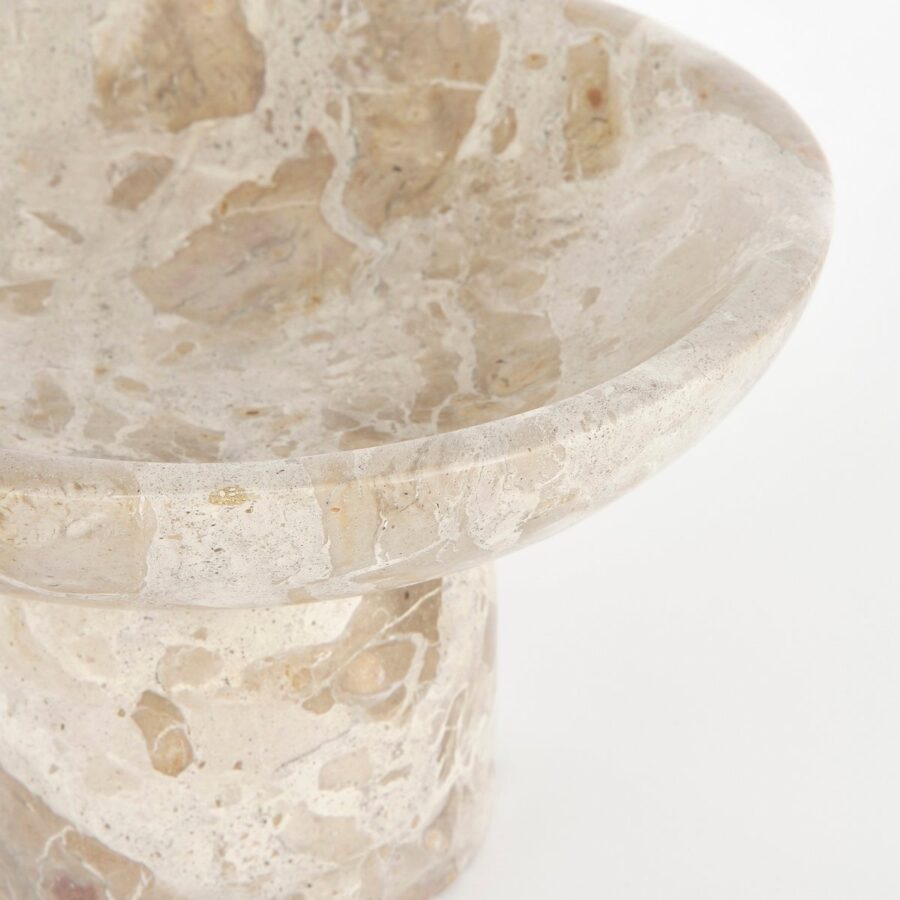 Finnos Schaal op Voet - H11 x Ø25 cm - Marmer - Beige - Afbeelding 2