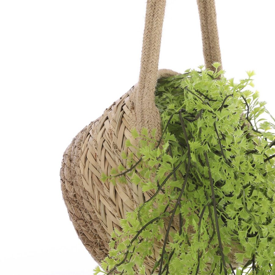 Anne Hangende Bloempot - Set van 2 - H20 x Ø25 cm - Zeegras - Lichtbruin - Afbeelding 2