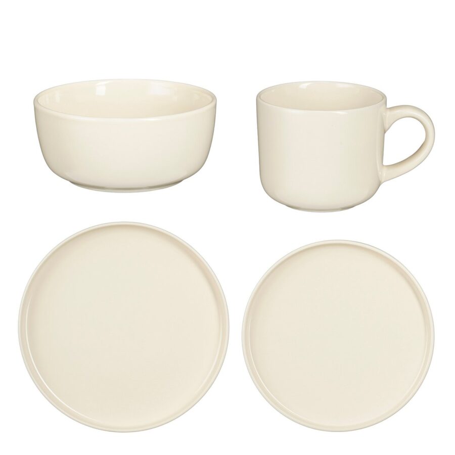 Ozzu Serviesset 4 Persoons - Steengoed - Off-white