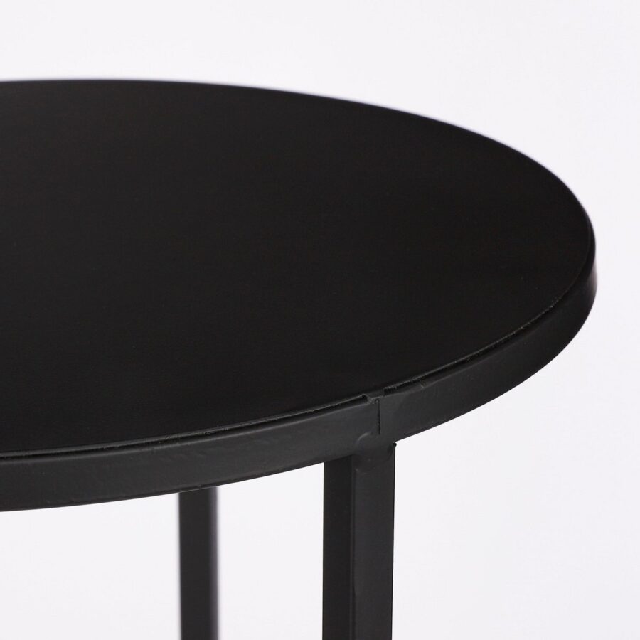 Quinty Bijzettafel - Set van 3 - H50 x Ø32 cm - Metaal - Zwart - Afbeelding 2