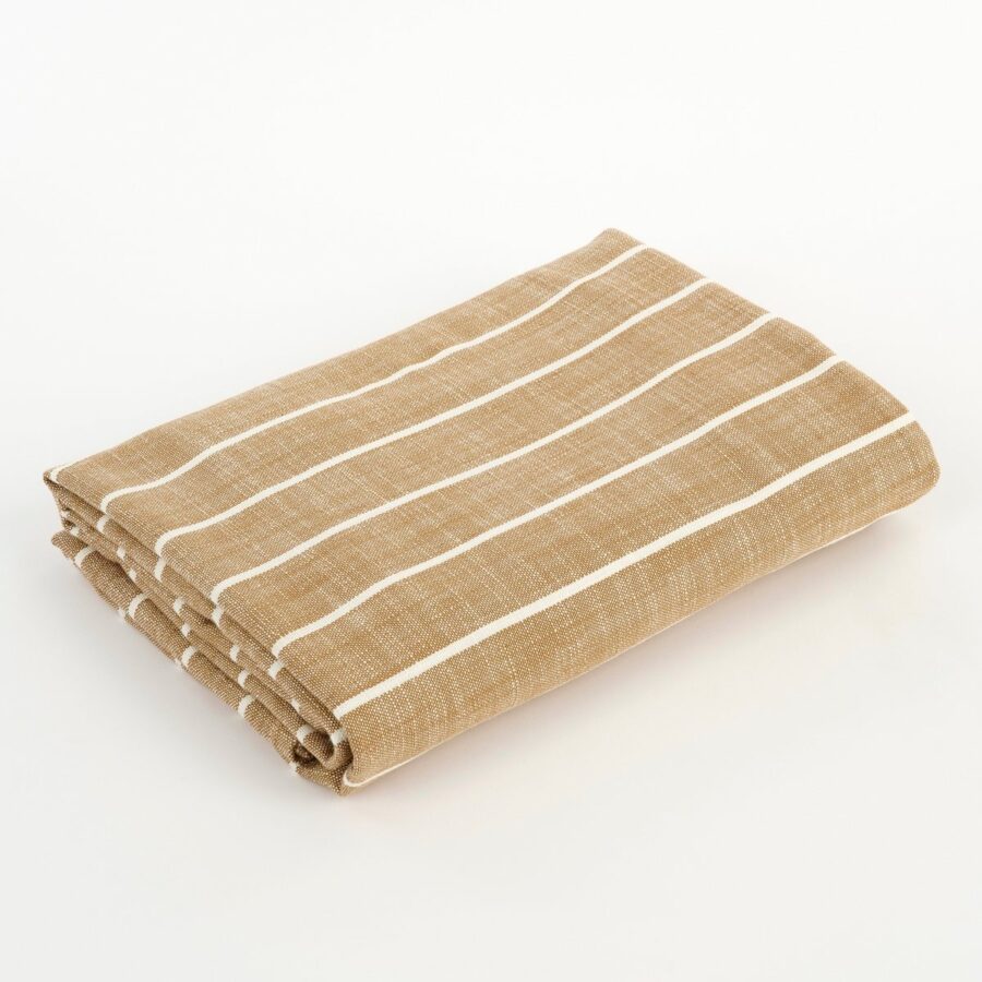 Alivo Tafelkleed - L250 x B140 cm - Organisch Katoen - Bruin, Wit - Afbeelding 2