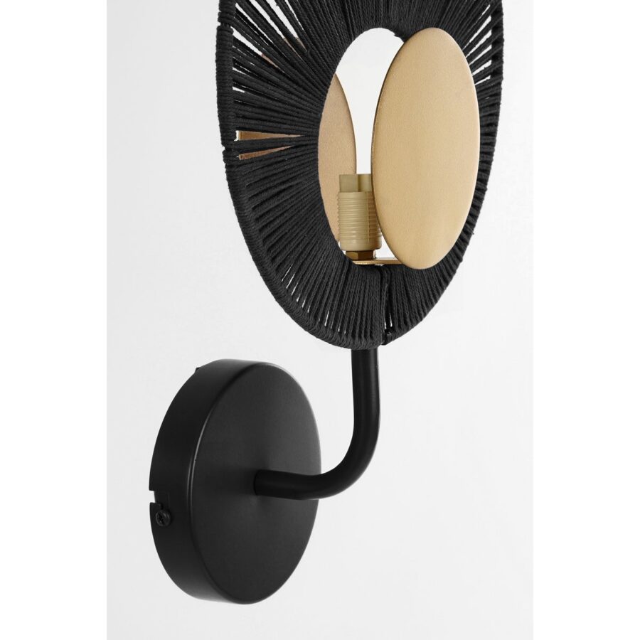 Helge Wandlamp - L26 x B12 x H39 cm - Metaal - Zwart, Goud - Afbeelding 3