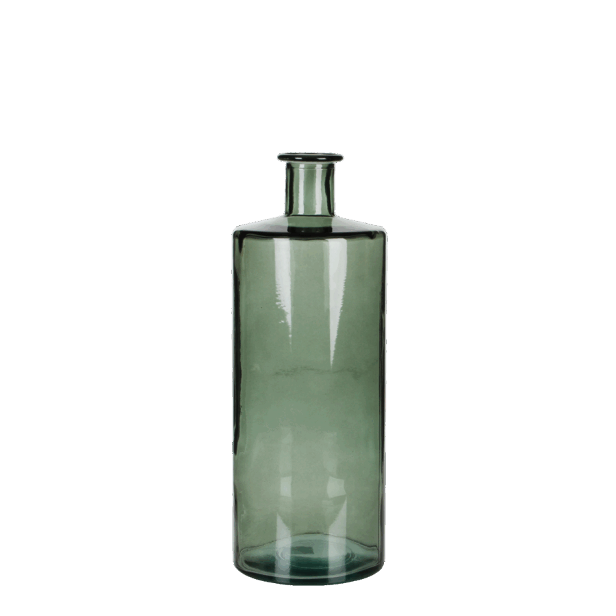 Guan Fles Vaas - H40 x Ø15 cm - Gerecycled Glas - Groen - Afbeelding 2