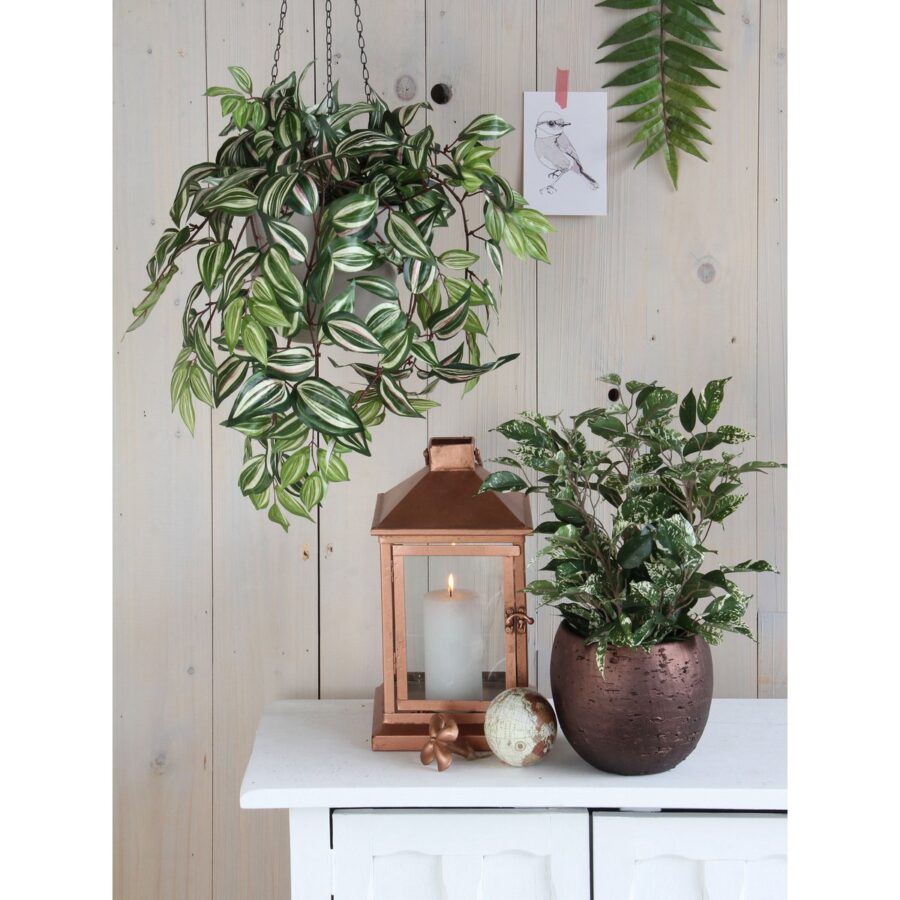 Tradescantia Kunst Hangplant - L15 x B30 x H80 cm - Groen - Afbeelding 7